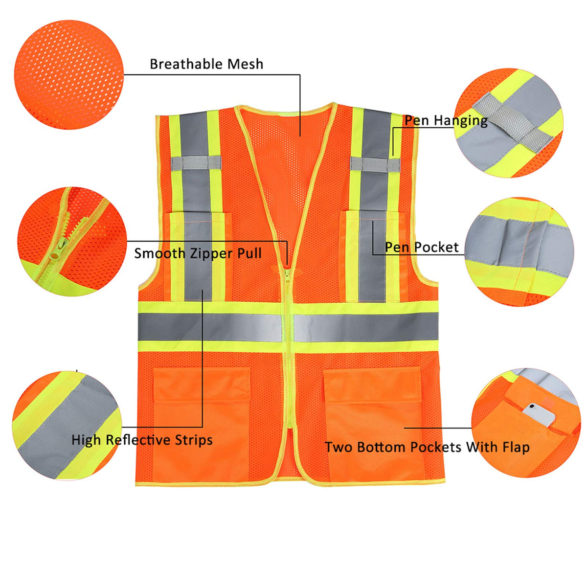SULWZM breathable mesh safety vest enhances comfort during long commutes