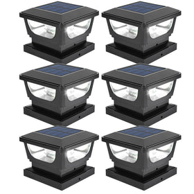 Sumaote solar post cap light on a 3x3 metal post for quick, cable-free lighting