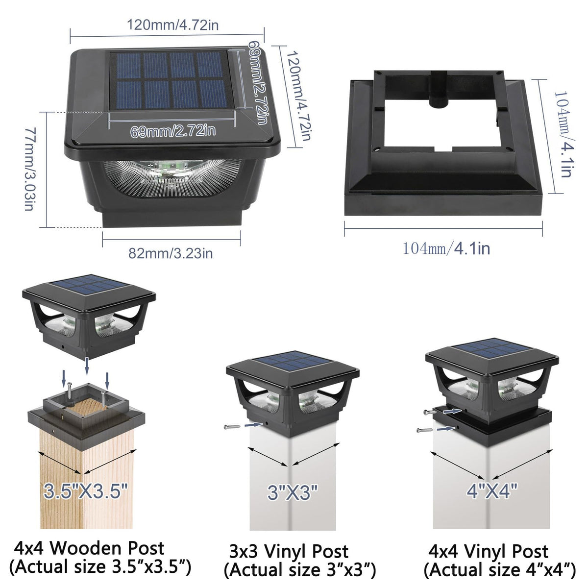 Sumaote post cap lights switch on at dusk for hands-free outdoor illumination