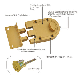 Door edge with mounting area prepared for surface installation