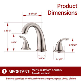 Sumerain deck-mount roman tub faucet in brushed nickel for 3-hole installs