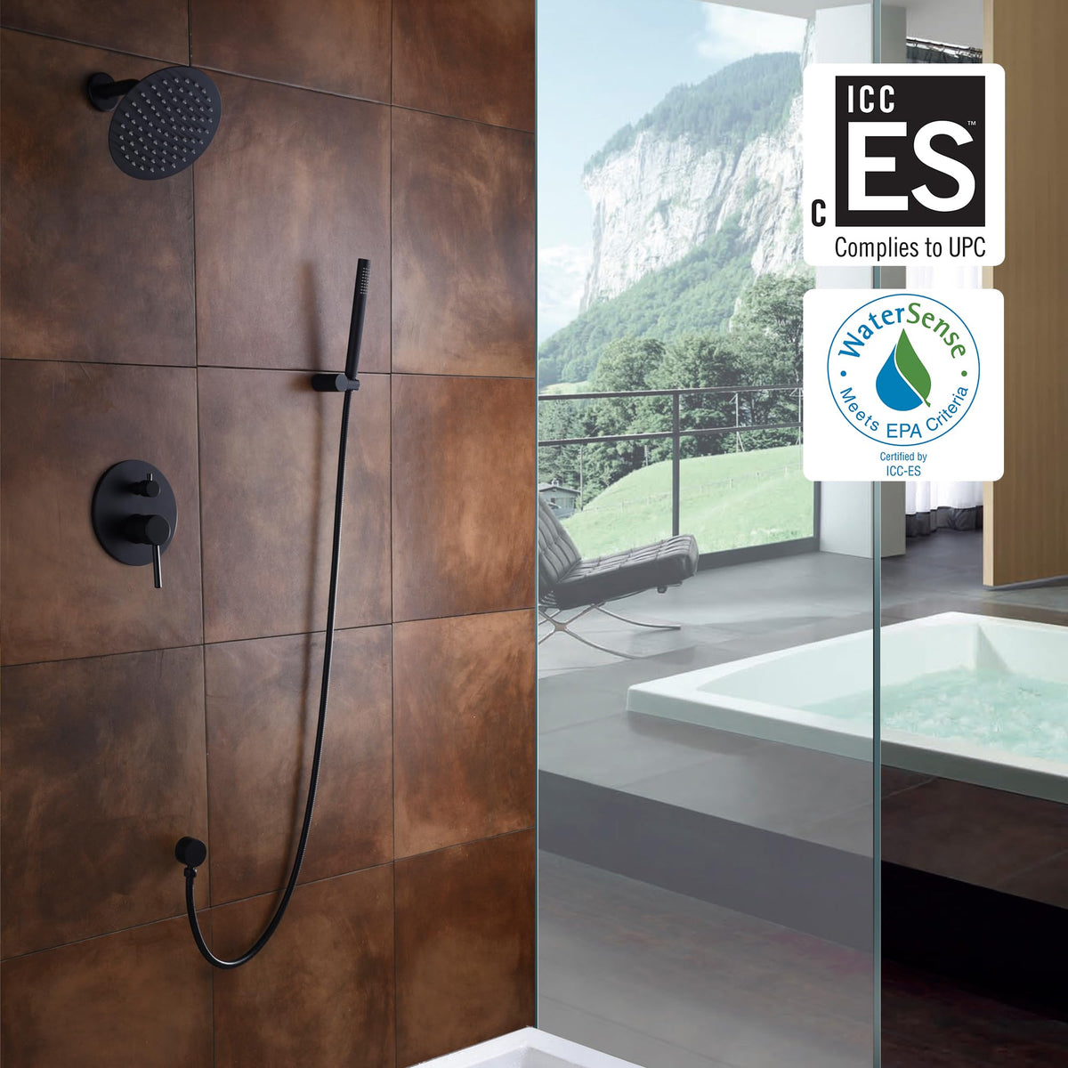 Sumerain rain shower head in action with wide spray coverage