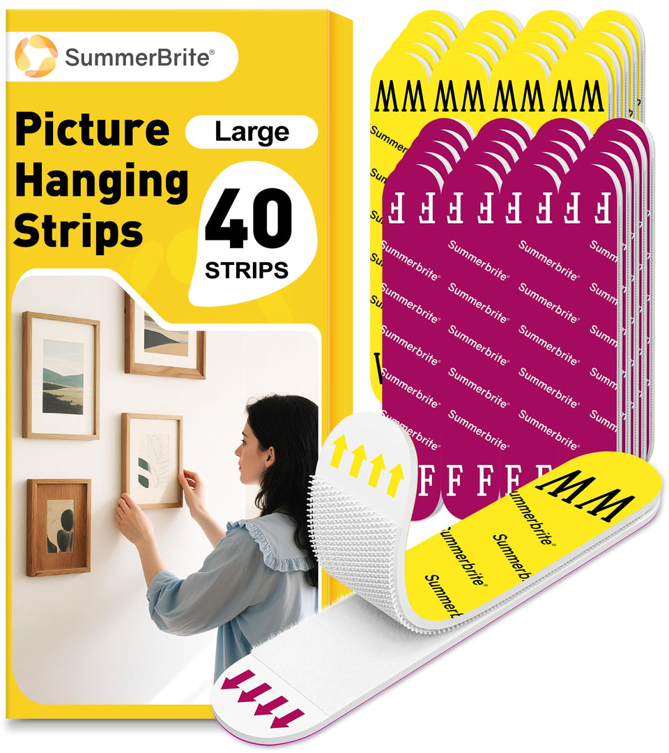 SummerBrite large picture hanging strips packaging for quick damage-free decorating.