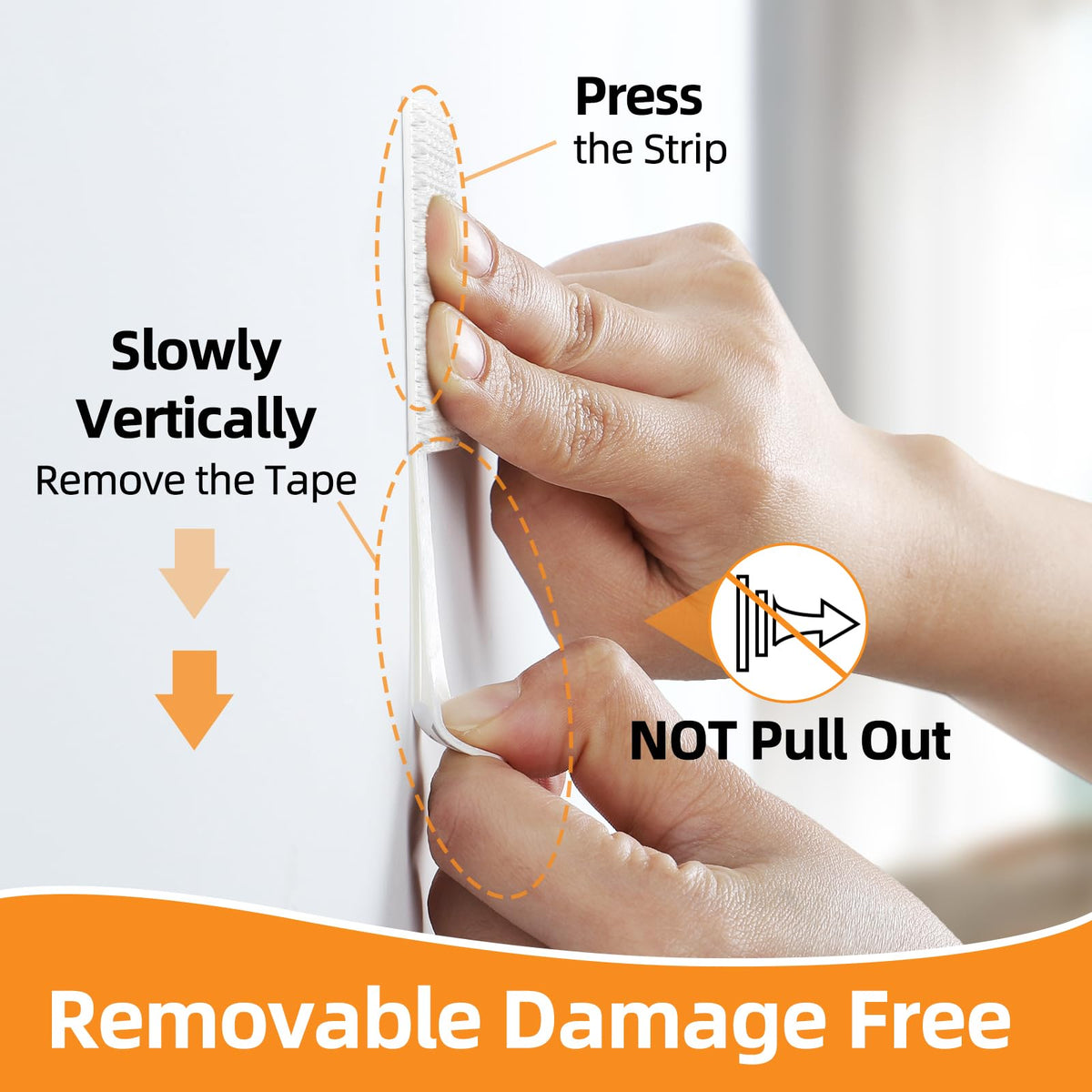 Summerbrite strips work on smooth surfaces like painted walls for frames.