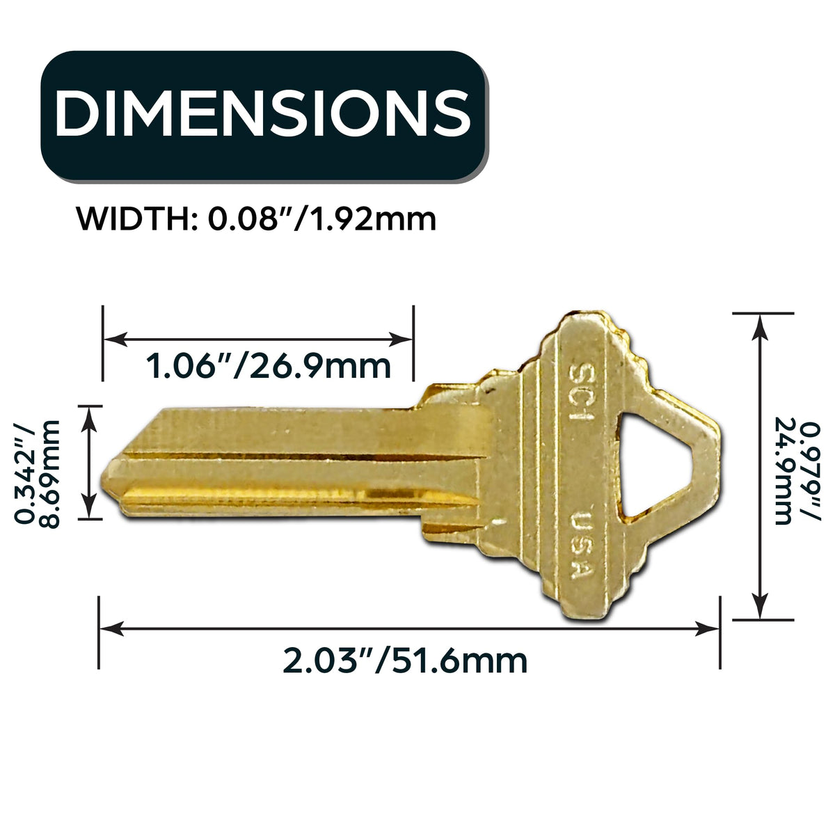 SUMMIT DOORWARE 5-pin lock compatible blank ready for quick cuts