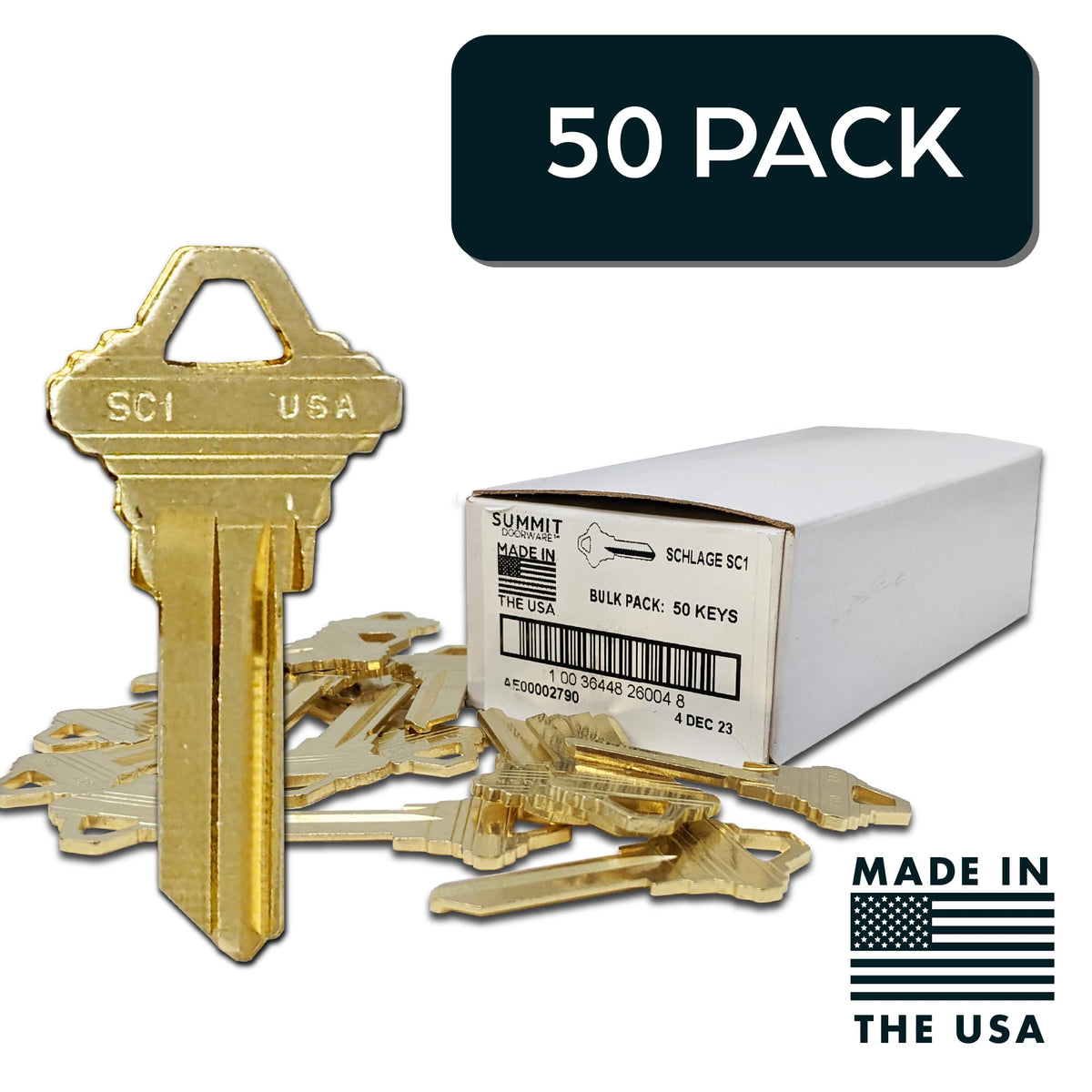 SUMMIT DOORWARE brass finish key blank adds elegant style to your keyset