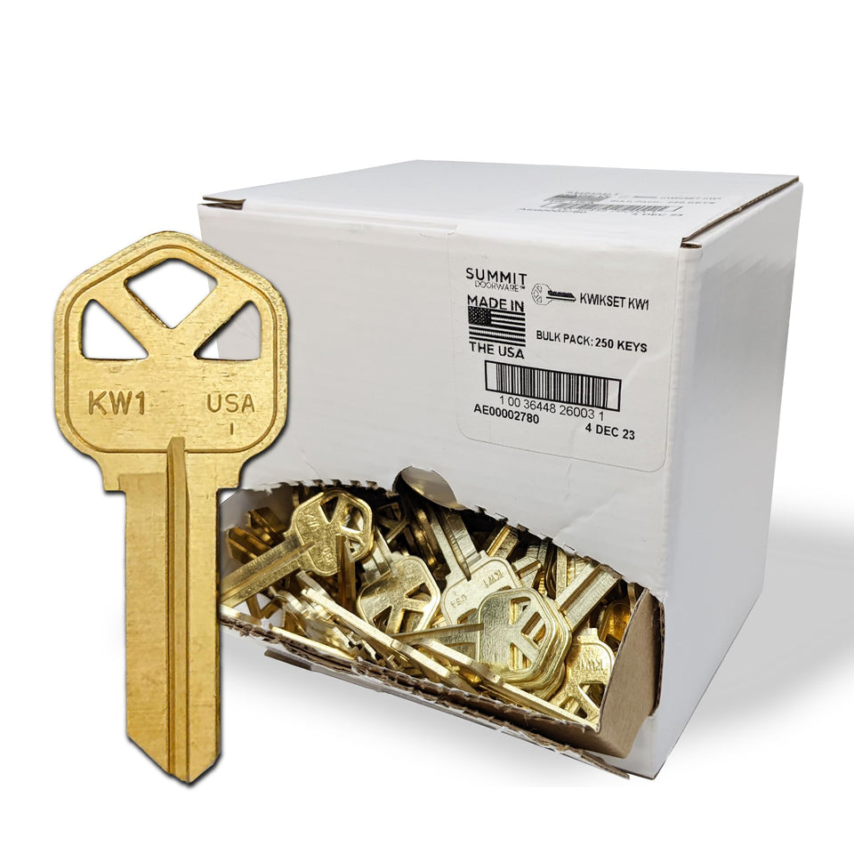 SUMMIT DOORWARE Kwikset key blanks with brass finish for stylish, durable keys.