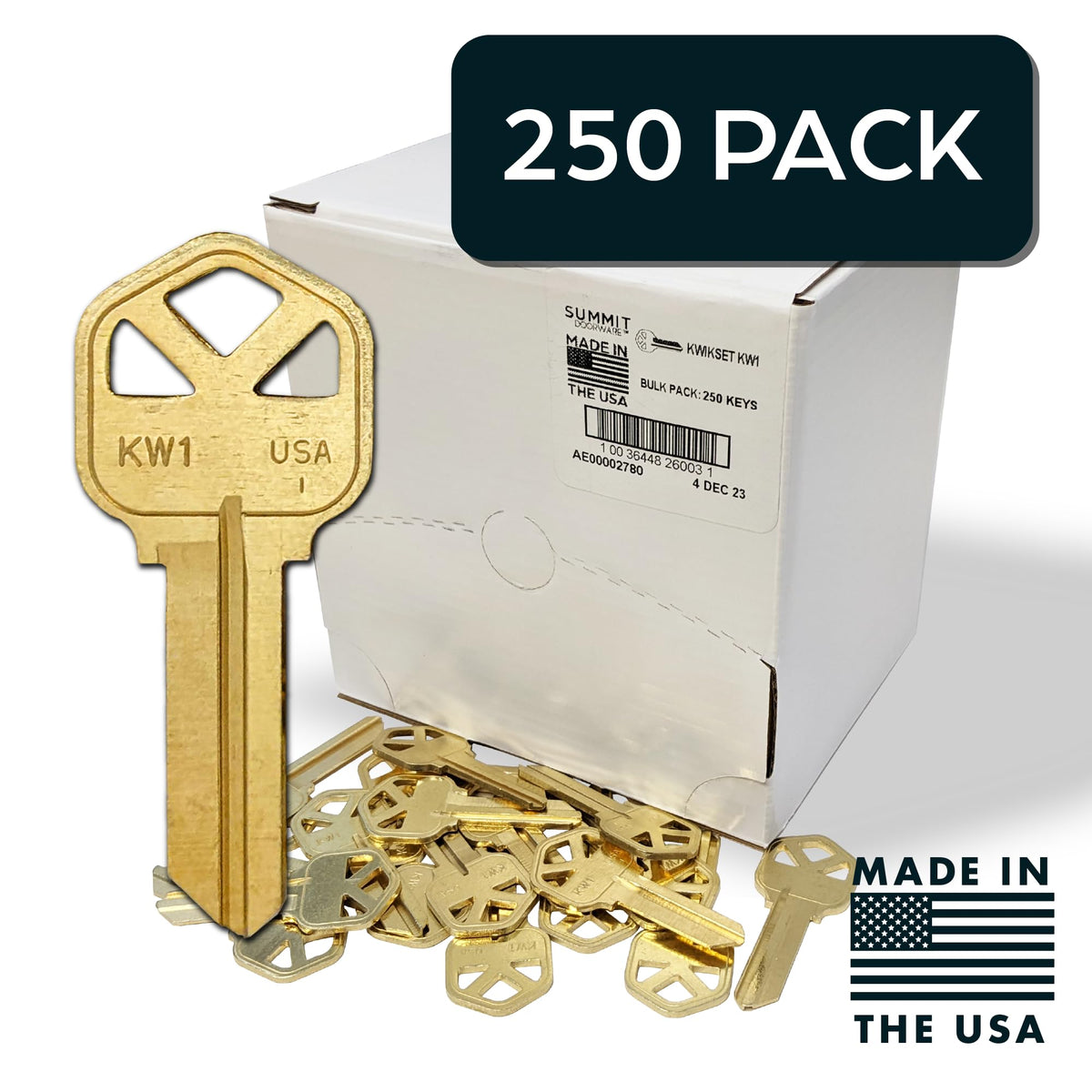 SUMMIT DOORWARE Kwikset key blanks kw1-fit for precise KW1 lock compatibility.