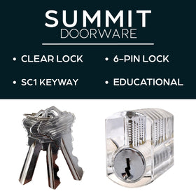 SUMMIT DOORWARE clear-body lock reveals pins and springs for hands-on practice