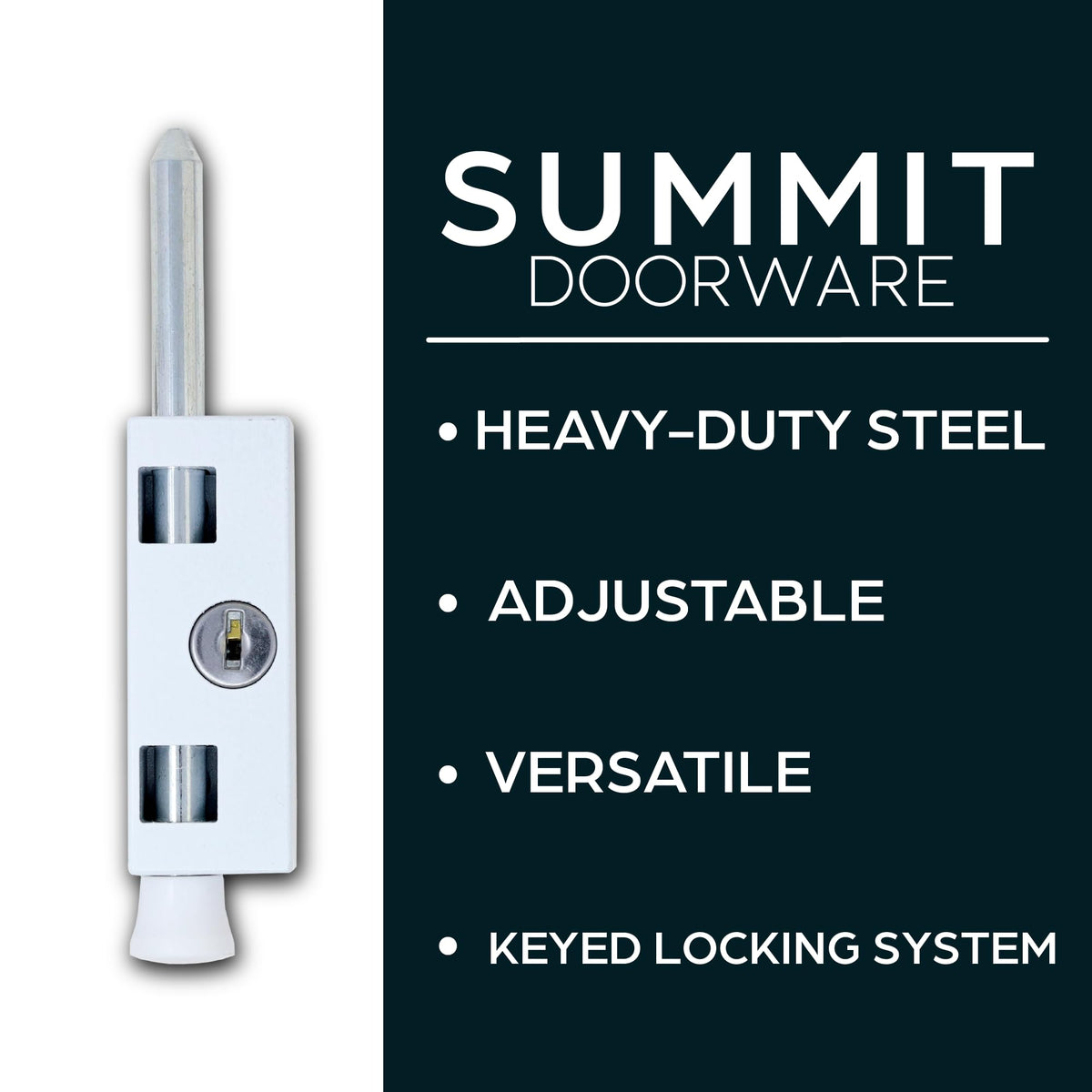 Summit Doorware two keys included for convenient on-demand locking.