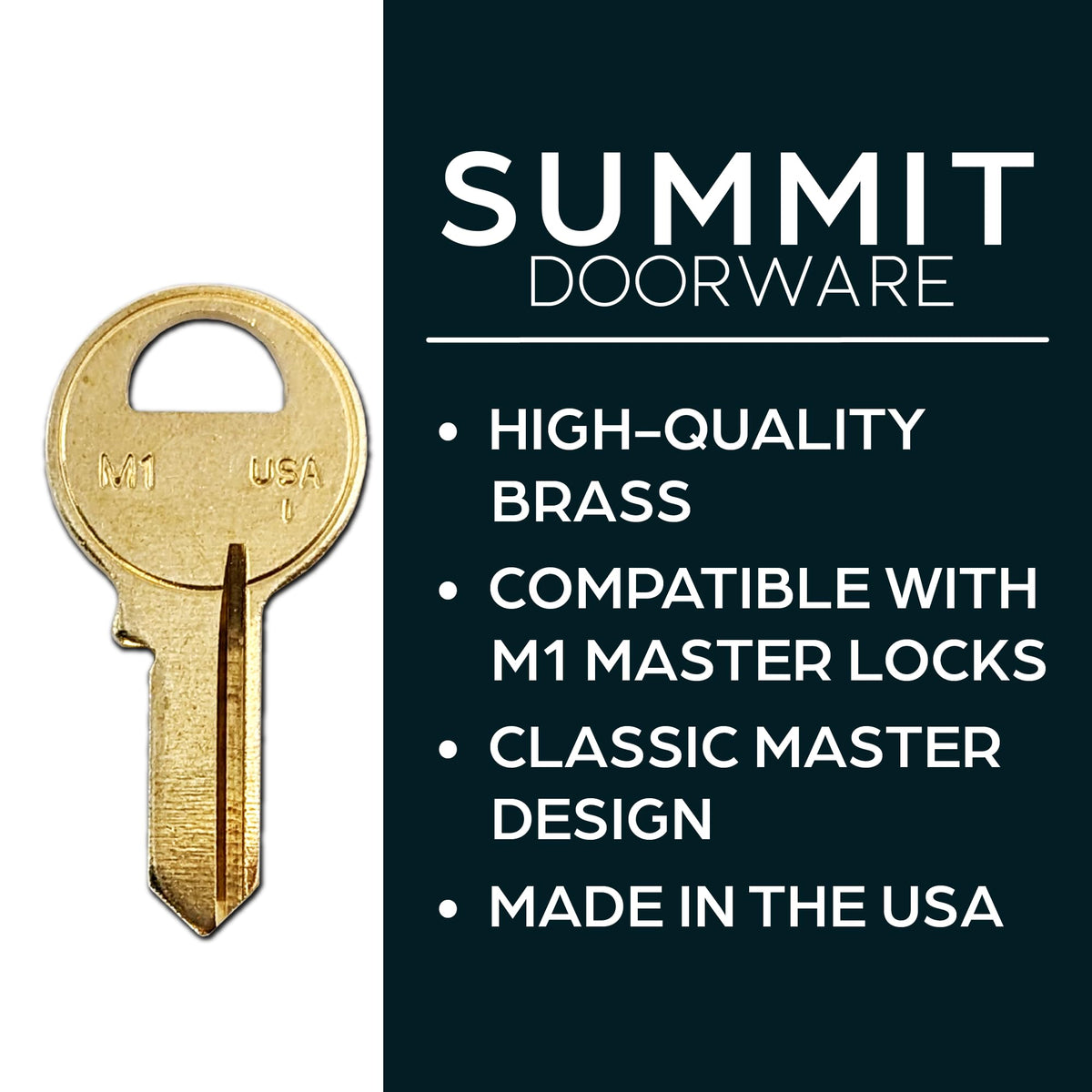 SUMMIT DOORWARE M1 blanks demonstrating compatibility across multiple brands.