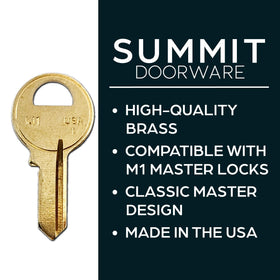 SUMMIT DOORWARE M1 blanks demonstrating compatibility across multiple brands.