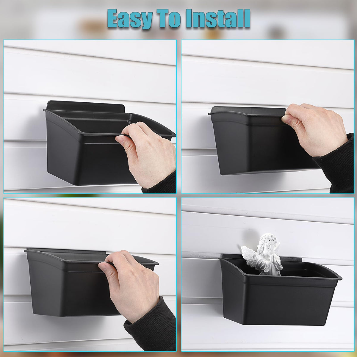 Sumnacon slatwall bins provide easy access for frequently used items.