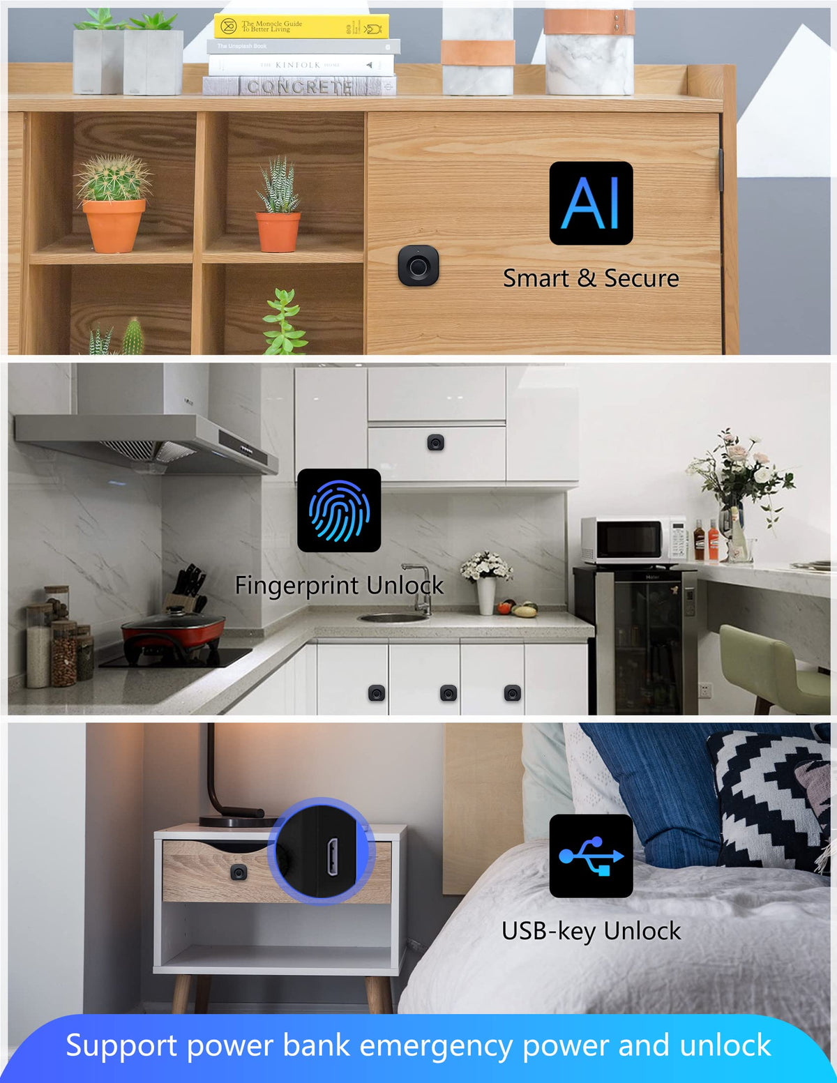 SUMNEW Fingerprint Lock fingerprint capacity supports up to twenty prints