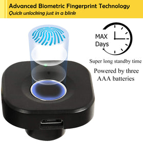 SUMNEW Fingerprint Lock USB emergency charge setup shown