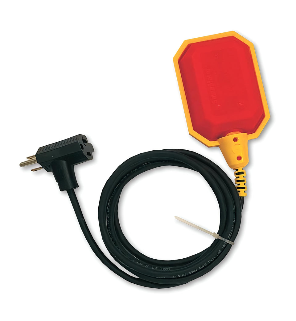 Sump Alarm premium float switch front view for reliable water level control.
