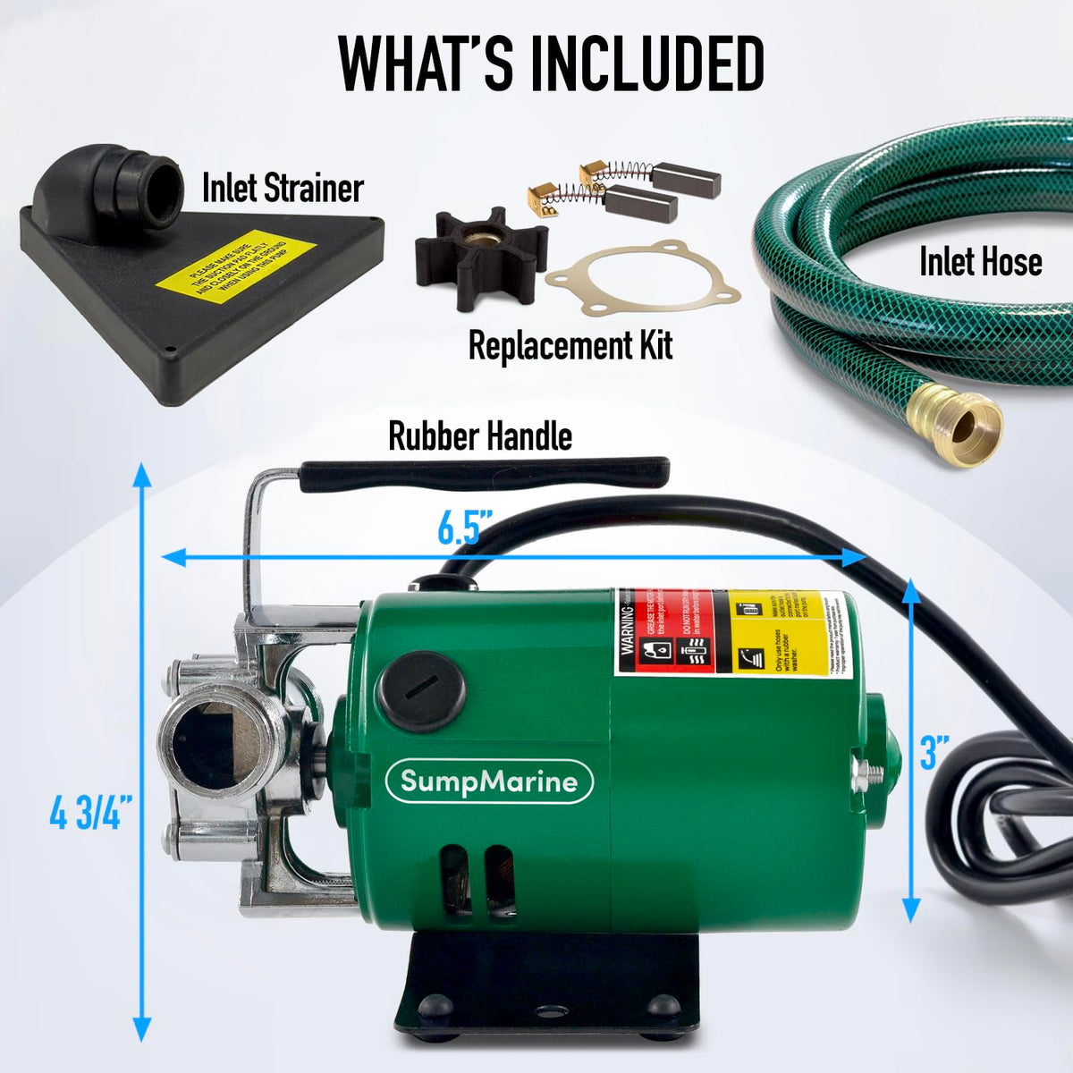 SumpMarine hose kit attached to pump for precise water transfers and cleanup tasks.