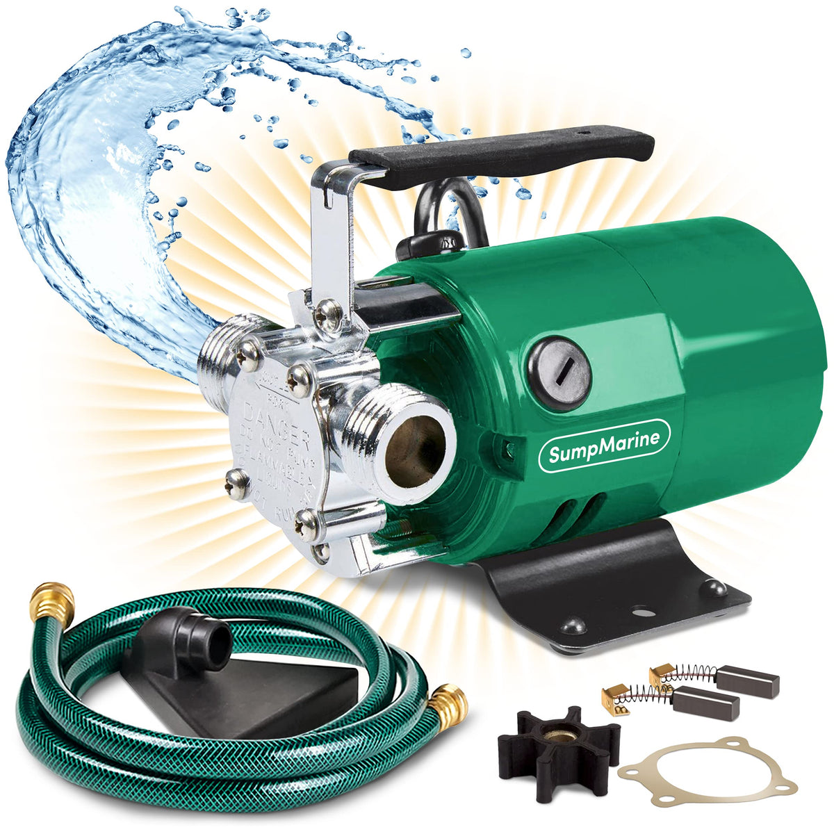 SumpMarine transfer pump 115V with 6' hose for easy pool water removal.