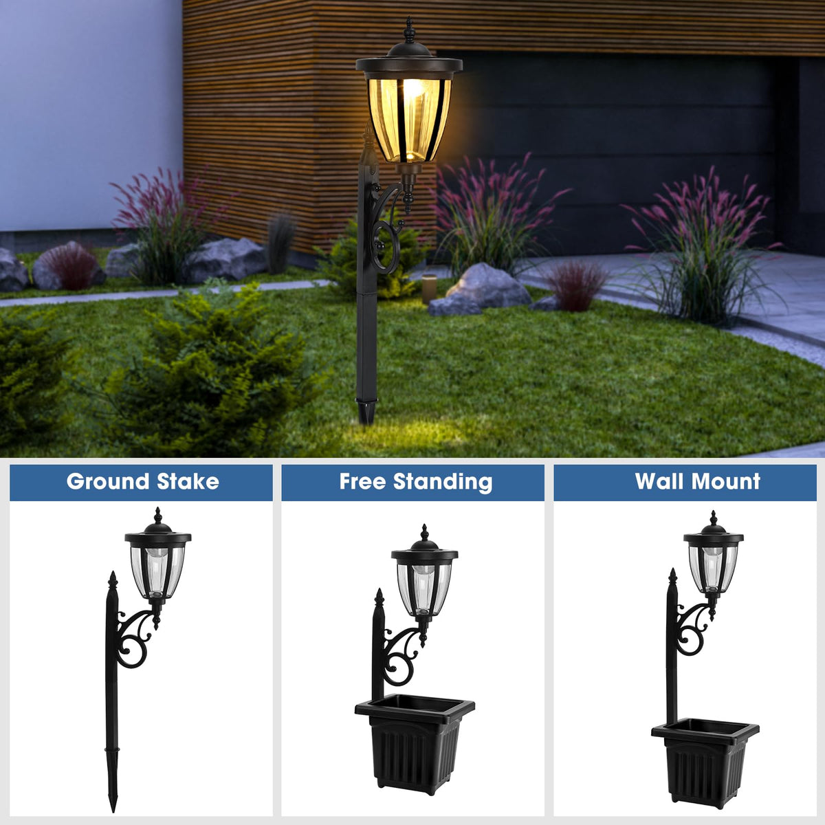 Sun-Ray Kambria lamp post with planter showcases versatile outdoor decor