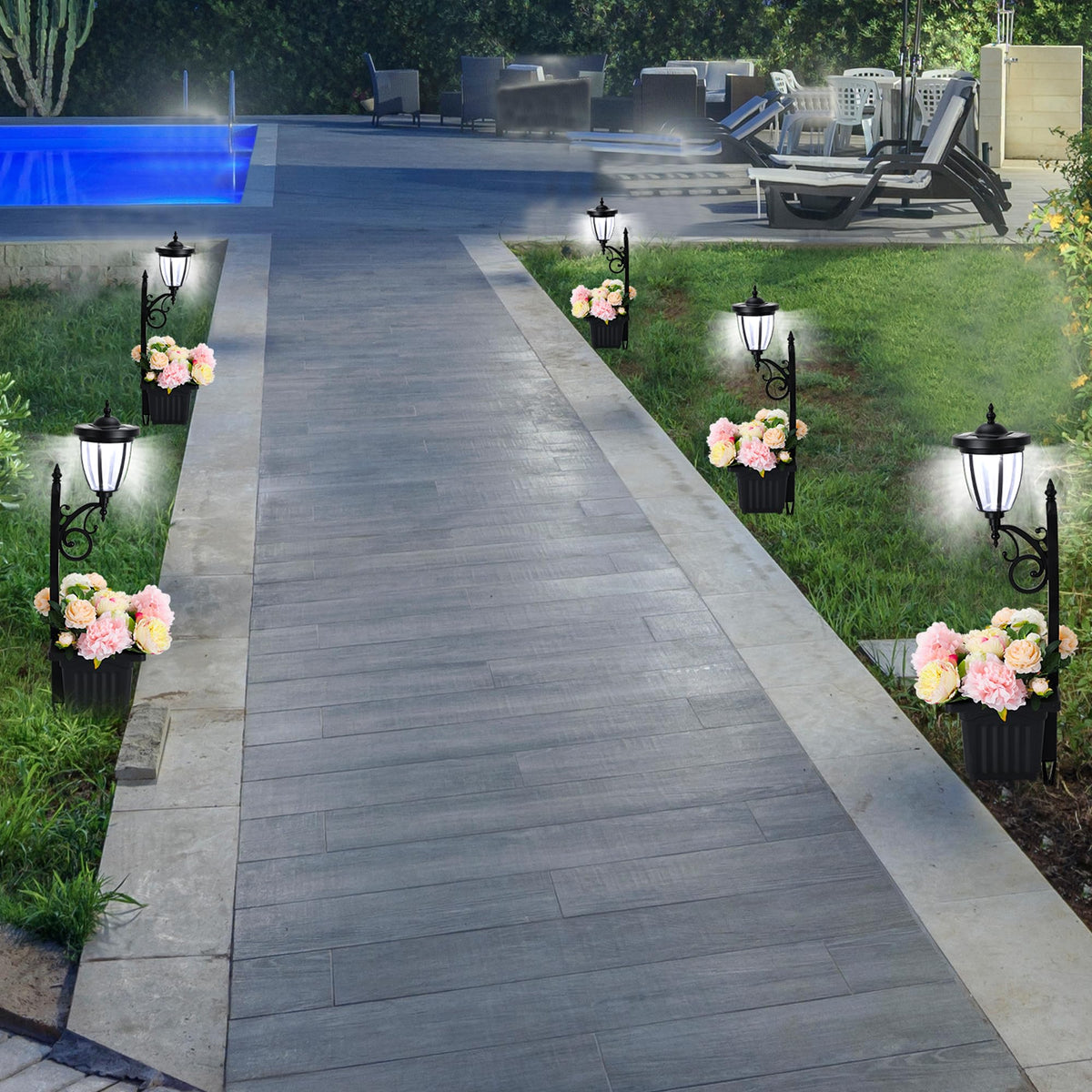 Sun-Ray Kambria pathway light brightening garden walks at night