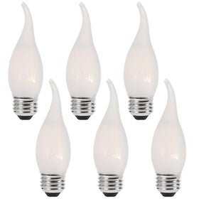 Sunaiony E26 frosted candle bulb with flame-tip glass for classic ambiance.