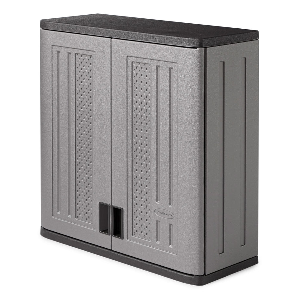 Suncast BMC3000 cabinet with slate top, wall-mounted, sturdy and stylish.