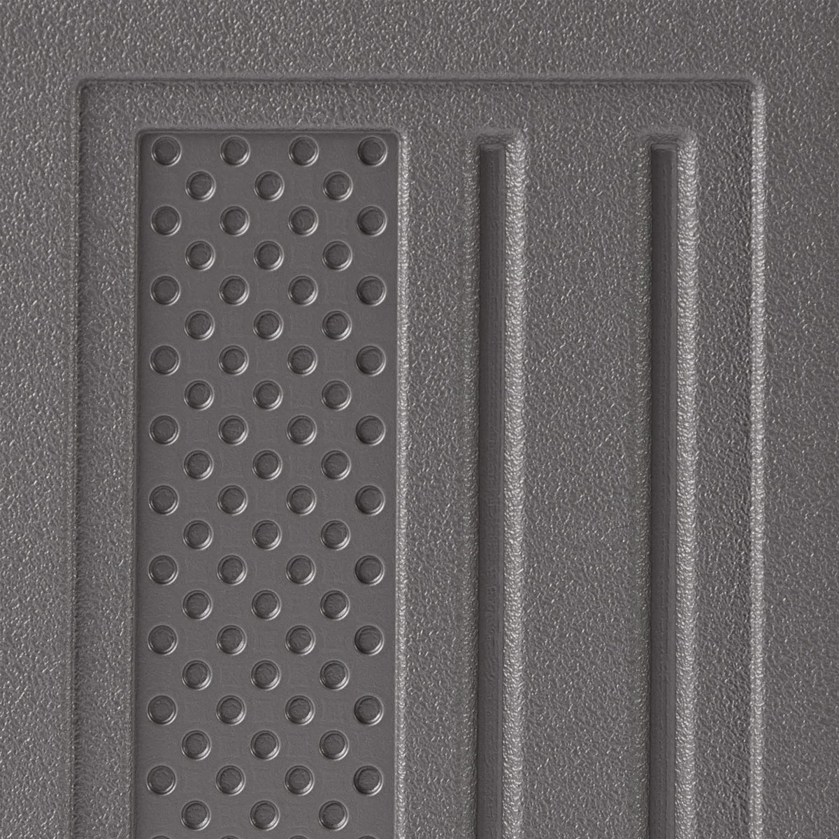 Suncast BMC3000 with platinum tone complements other storage for a cohesive space.