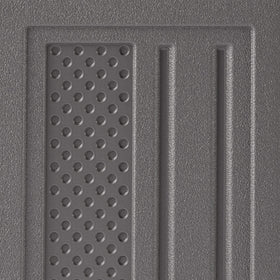 Suncast BMC3000 with platinum tone complements other storage for a cohesive space.