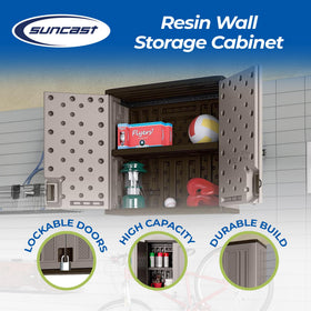 Suncast BMC3000 wall-mounted setup keeps tools off the floor and accessible.