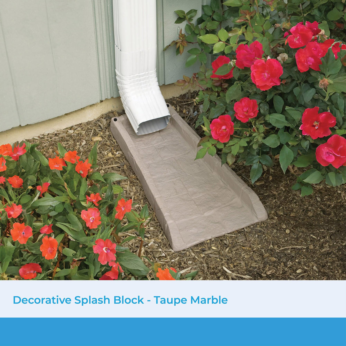 Suncast downspout splash block protects foundation and installs easily.