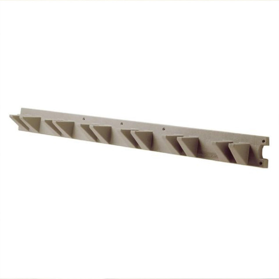 Suncast wall-mounted tool hanger with a 4ft rack for long-handled tools