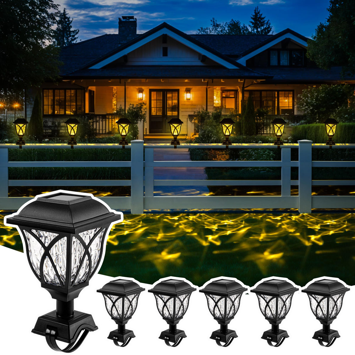 SUNCKET solar fence light on fence provides a warm ambience for evenings.