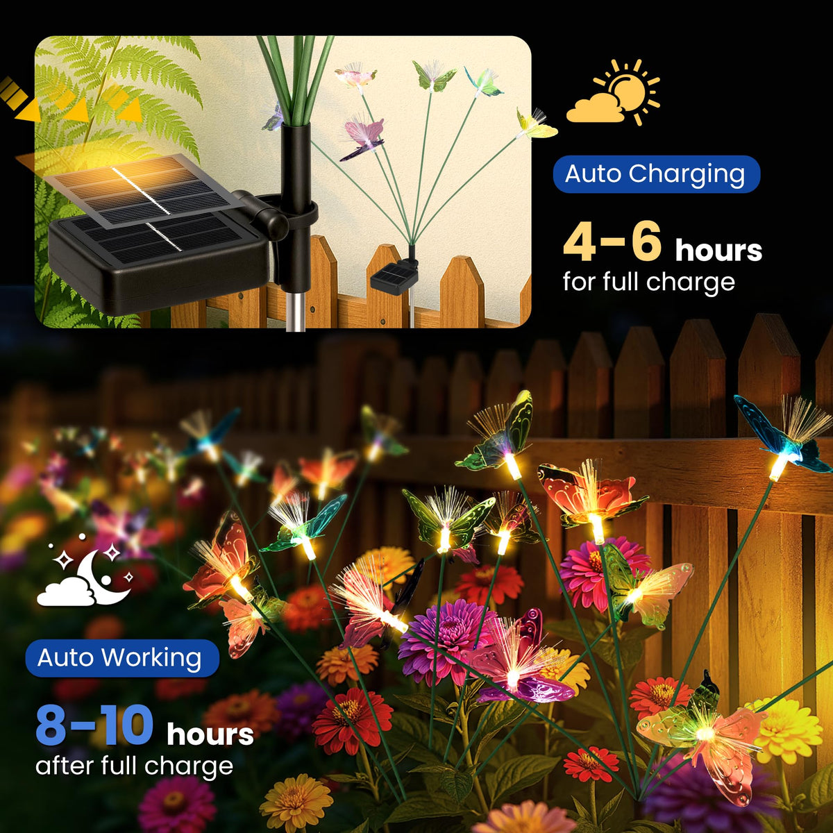 SUNCKET swaying butterfly lights move in the breeze, creating dynamic outdoor accents
