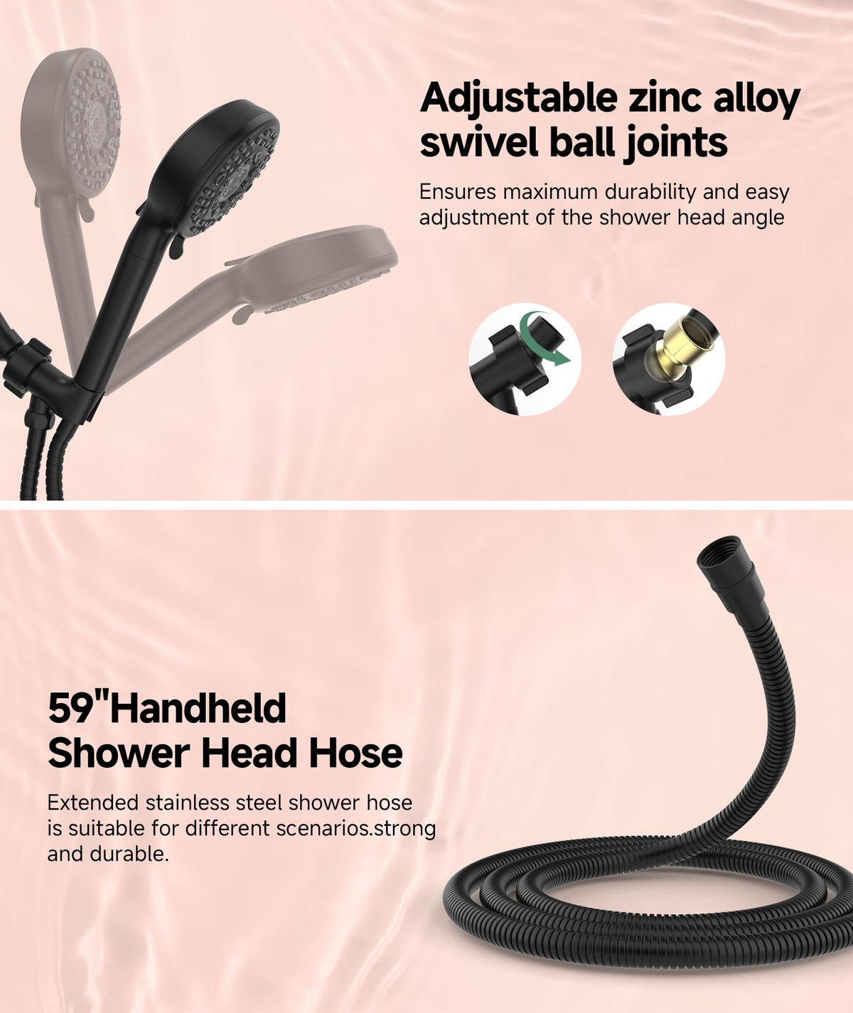 SunCleanse 360-degree adjustable holder keeps the head within reach.