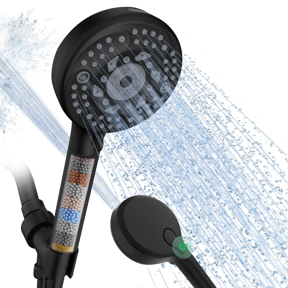SunCleanse filtered shower head handheld provides flexible hydrotherapy while reducing chlorine exposure for skin-friendly showers.