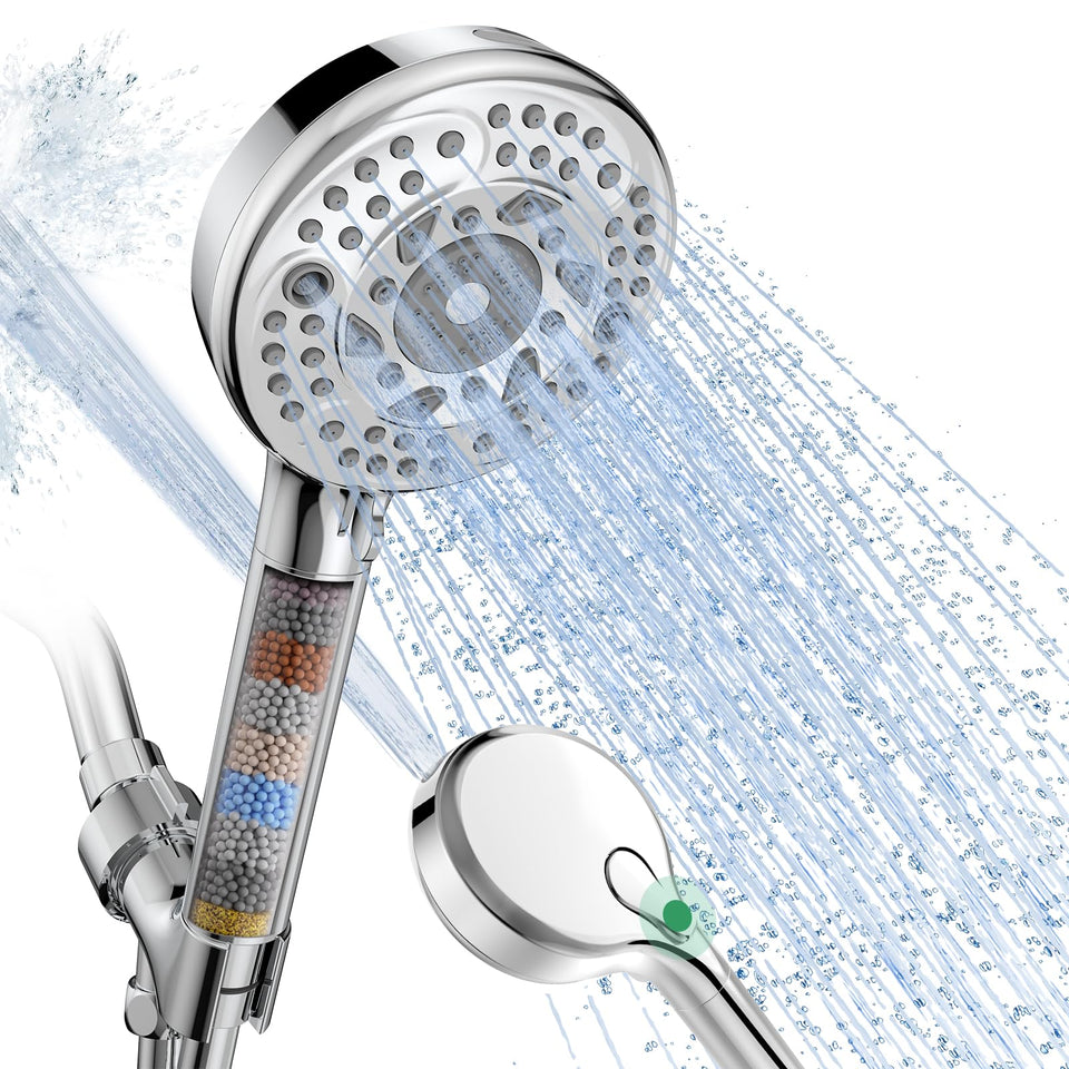 SunCleanse filtered shower head handheld chrome for a gentle, mineral-balanced rinse.