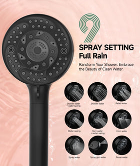 SunCleanse self-cleaning silicone nozzles prevent buildup during everyday showers.
