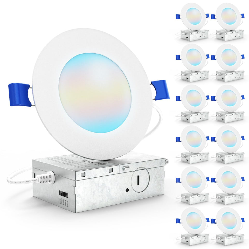Sunco Lighting 12-pack 4-inch LED downlights with junction box for easy installation