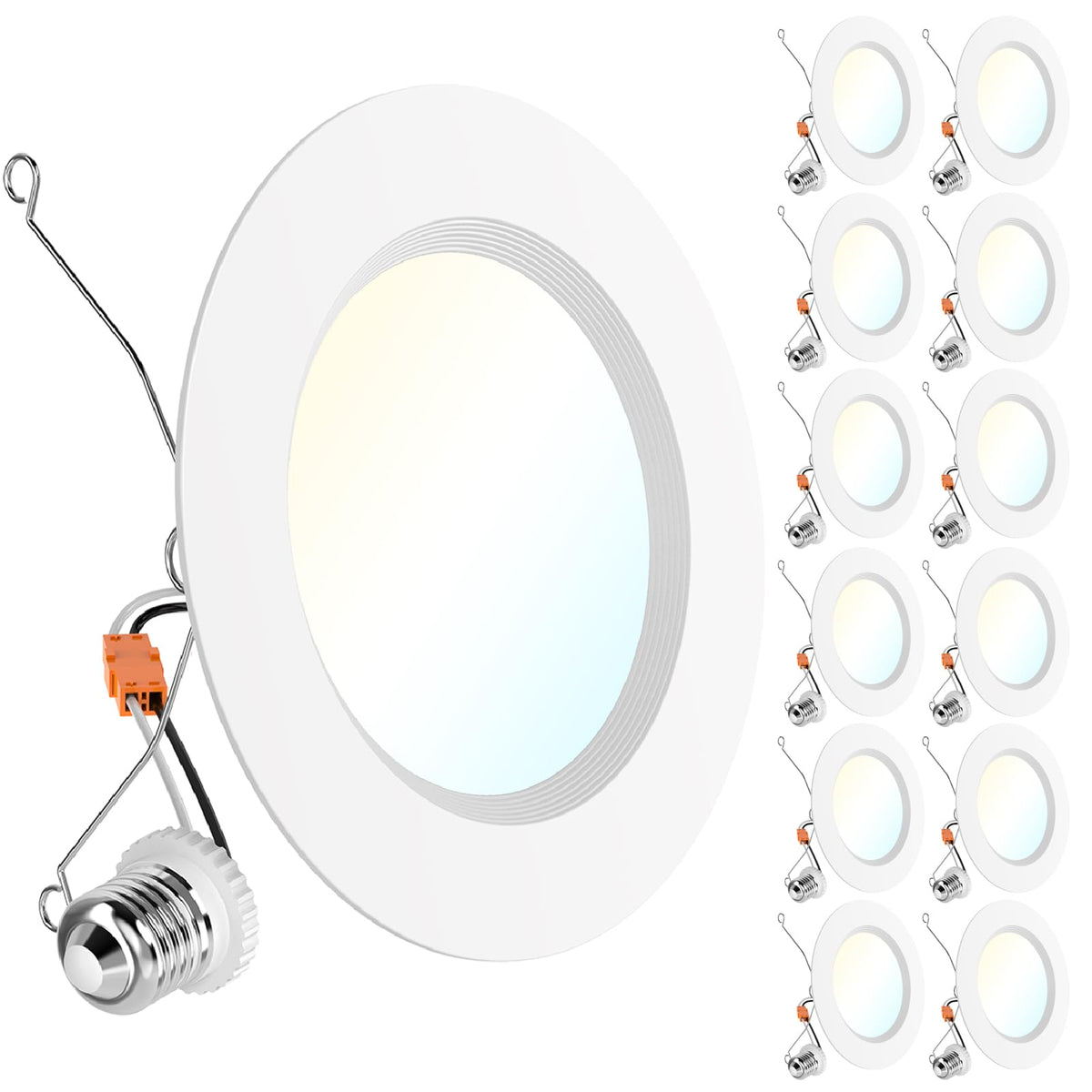 Sunco 12 pack 6 inch recessed downlight installed in ceiling for bright illumination