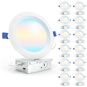 Sunco Lighting 12-pack 6-inch recessed lights with junction box, ideal for quick ceiling upgrades.