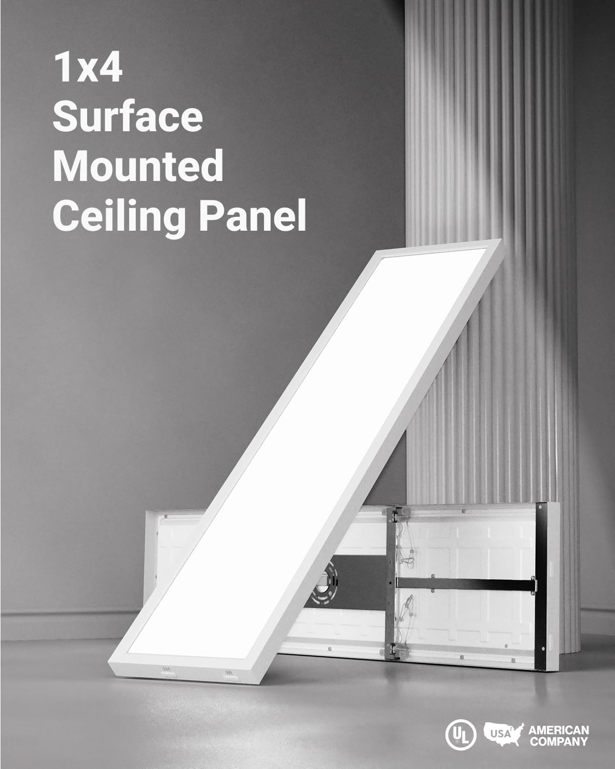 Sunco 1x4 LED flat panel at 3500K provides warm task lighting.