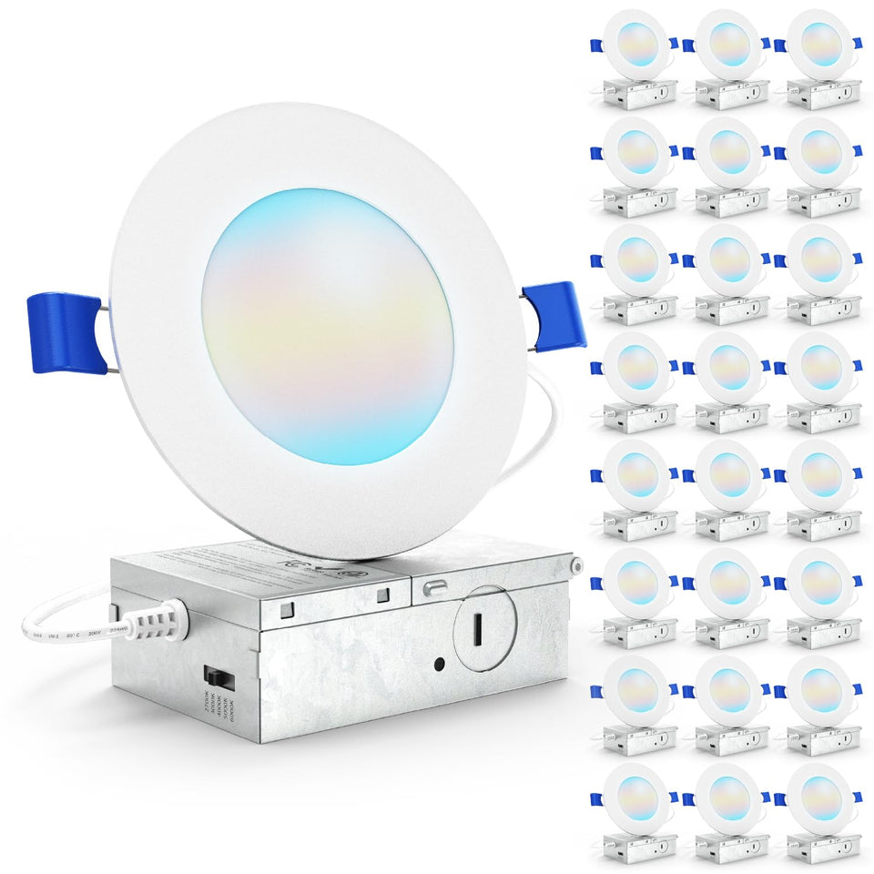 Sunco 4-inch recessed light front view, showing slim profile and even illumination.