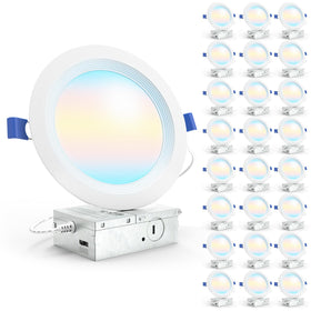 Sunco 24-pack 6-inch LED recessed light with junction box for quick ceiling installation.