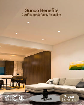 Sunco energy-efficient downlight in use showing bright, even illumination.