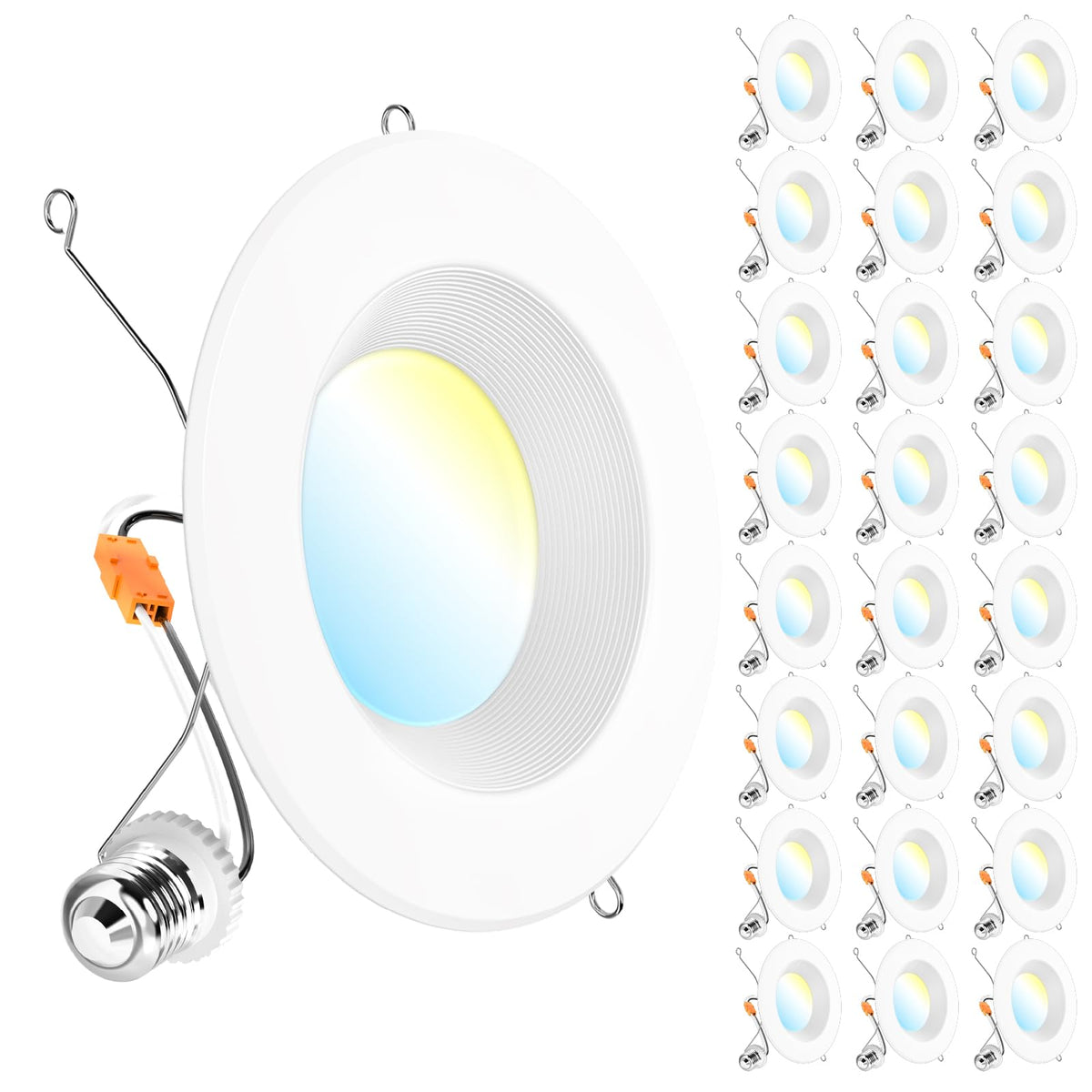 Sunco 24-pack retrofit LED downlight 6in for easy ceiling upgrades with bright, even illumination.