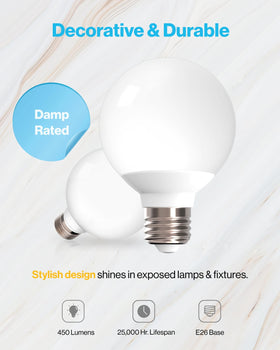 Sunco 2700K soft white globe light ideal for intimate vanity illumination.