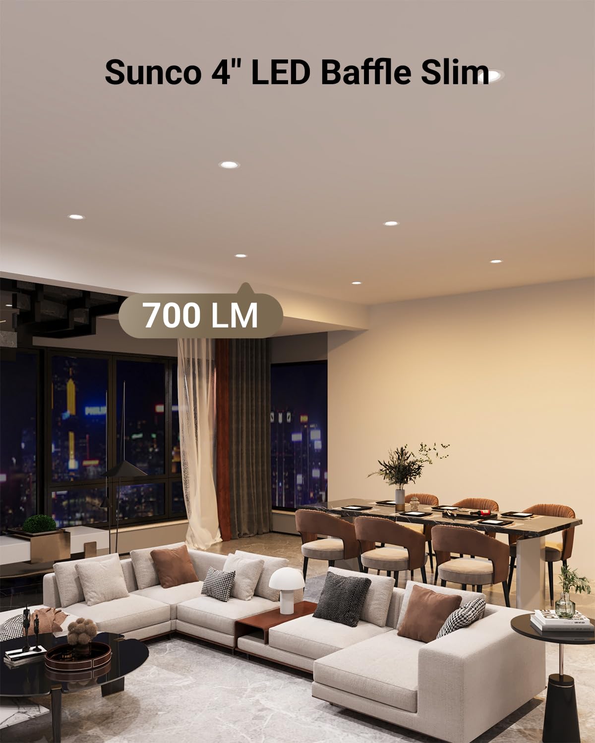 Sunco 4-inch slim LED downlight with junction box for easy wiring