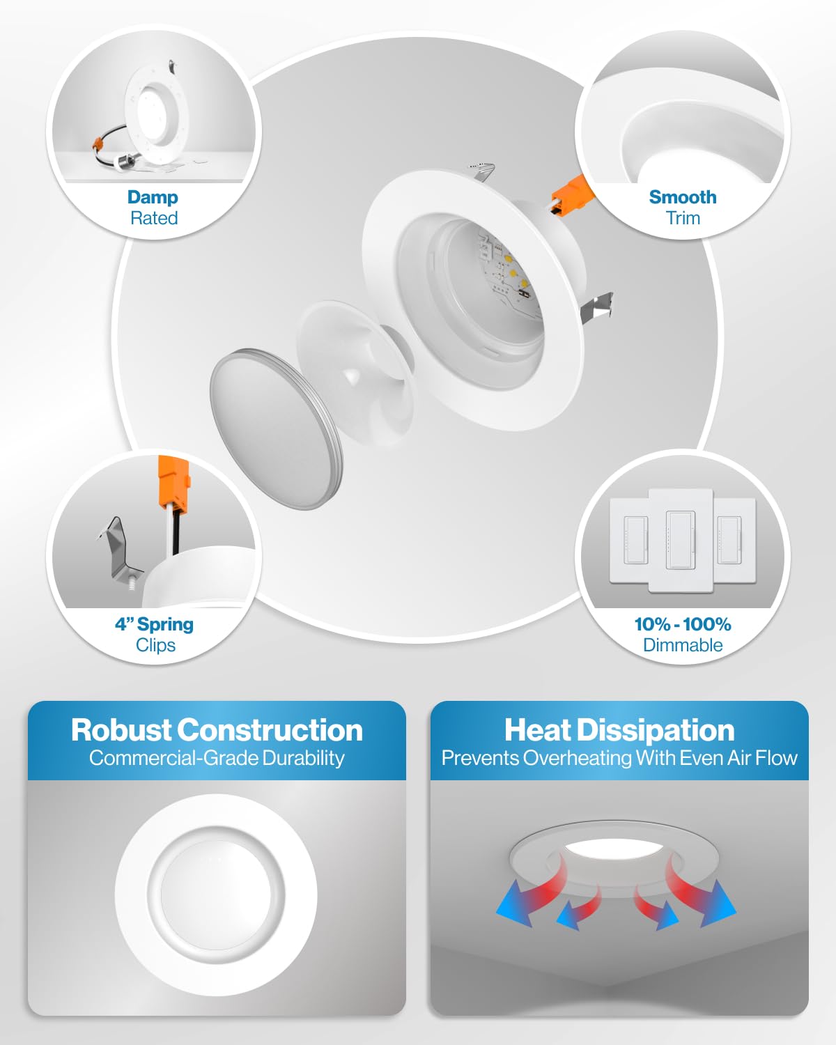 Sunco 4in recessed light with instant on capability.