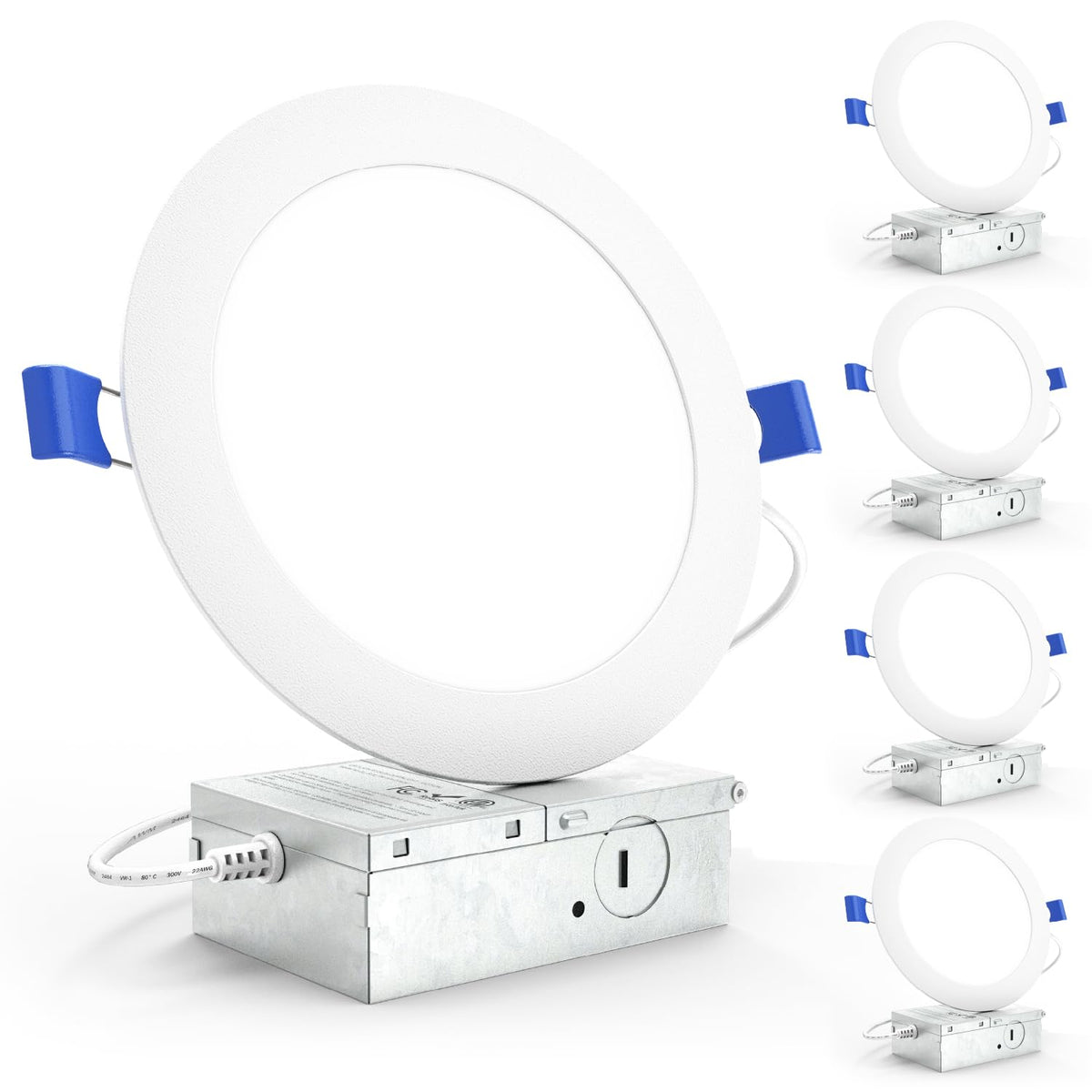 Sunco 4-pack 6in ultra-thin downlight installed in a modern ceiling.