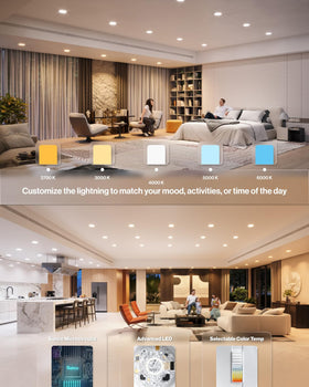 Sunco Lighting 6-inch LED downlight with selectable CCT for versatile mood lighting.